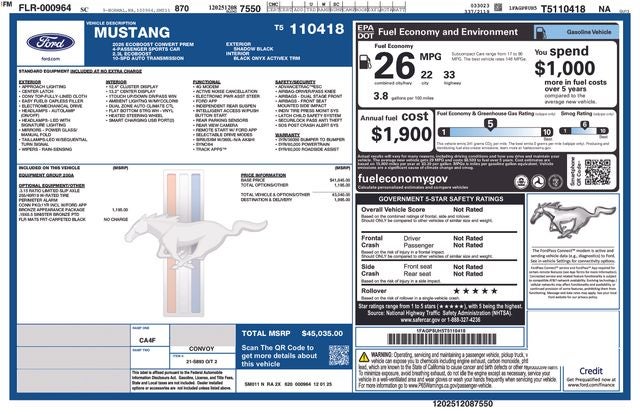 2026 Ford Mustang EcoBoost® Premium Convertible